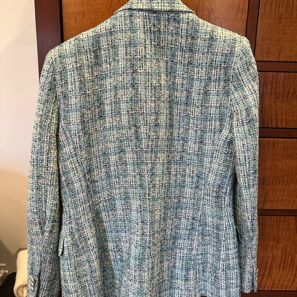 Zara Blue Tweed Blazer - Picture 2 of 4